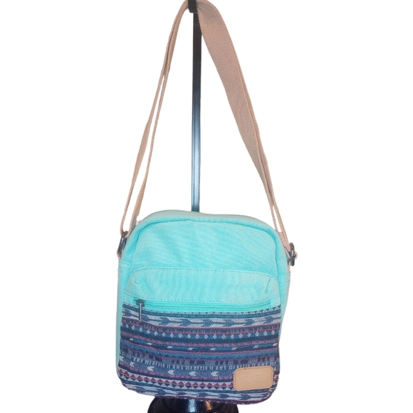 LEAPER Crossbody Messenger  Canvas Bag Mint Green Turquoise Southwestern Style - Picture 17 of 17